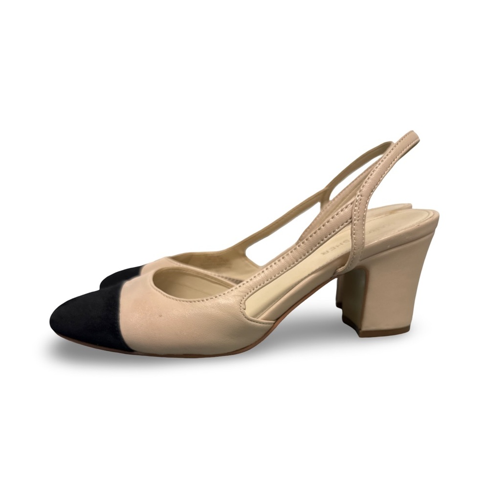 Marc Fisher Two-Tone Beige and Black Slingback Block Heels